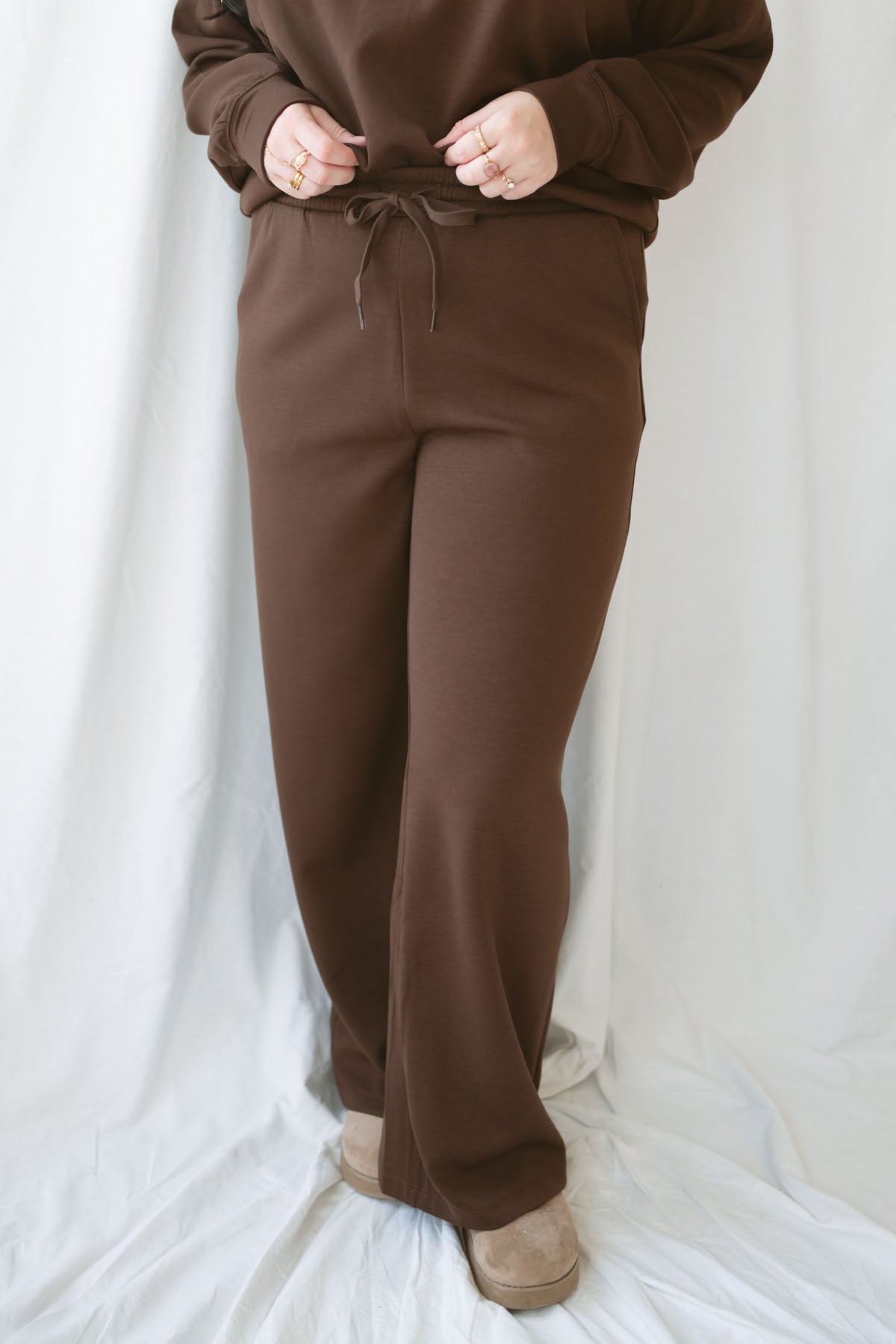 Bryer Chocolate Brown matching set featuring a butter-soft crewneck pullover and coordinating pants.