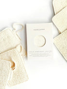 Body Exfoliation that is natural and non-toxic. Double Sided rectangle with Cotton String for hanging/drying between uses. Amazing to combat dry skin and ingrown hair all year round. 