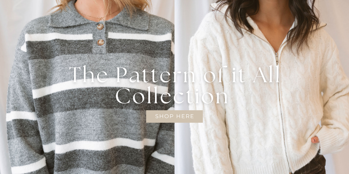 Meet The Pattern of It All, a collection of effortlessly elevated fall clothing featuring timeless stripes, cozy knit sweaters, textured cardigans, versatile jackets, and everyday wardrobe essentials. 