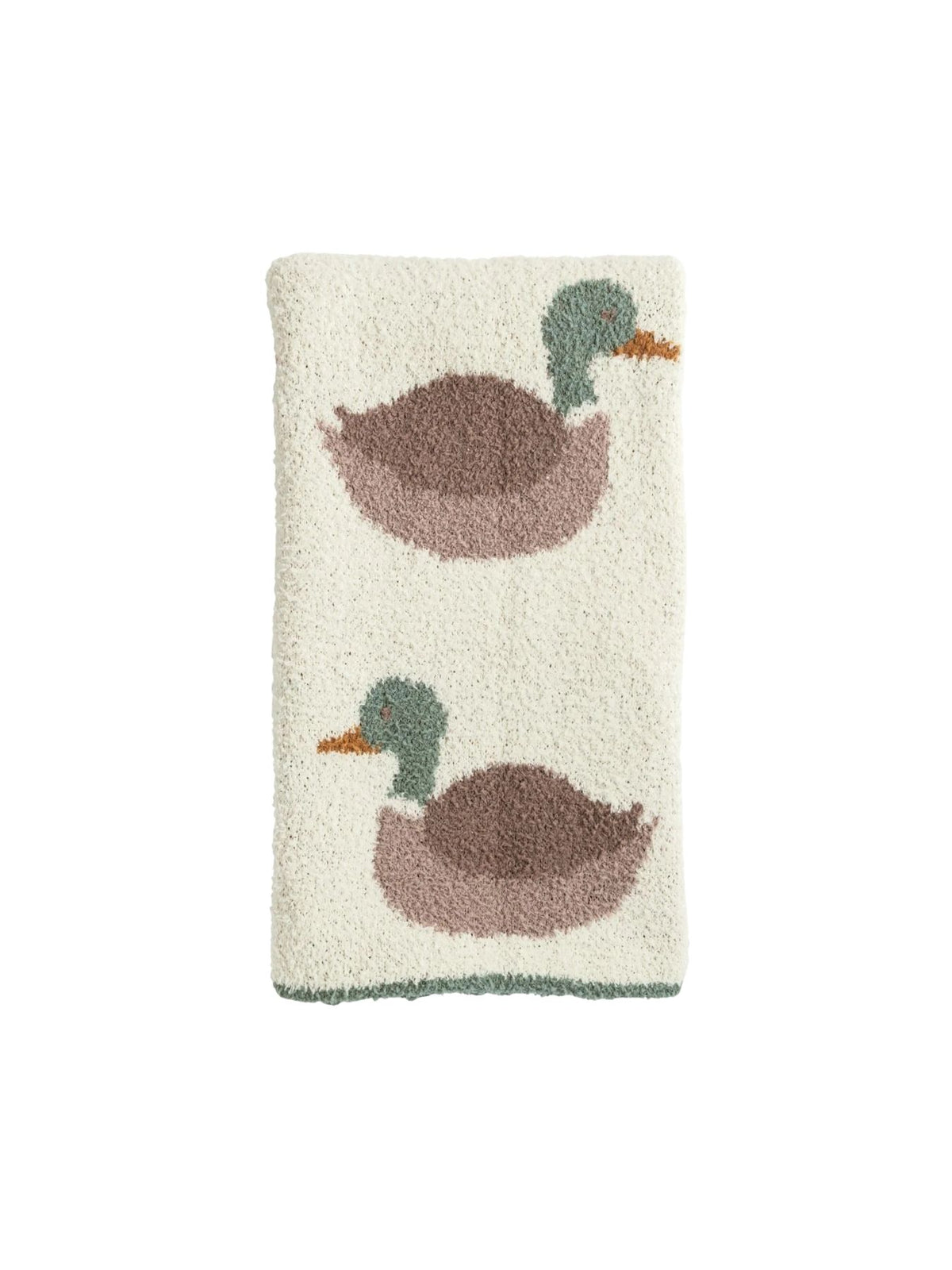 plush mallard duck blanket on white background 