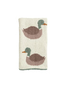 plush mallard duck blanket on white background 