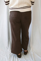 Mojave Coffee Bean brown suede finish wide leg pants with an elevated full-length silhouette.