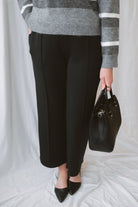 Lauren Elastic Waist Butter Soft Wide Pants in black featuring a comfortable elastic waistband and relaxed wide-leg silhouette.