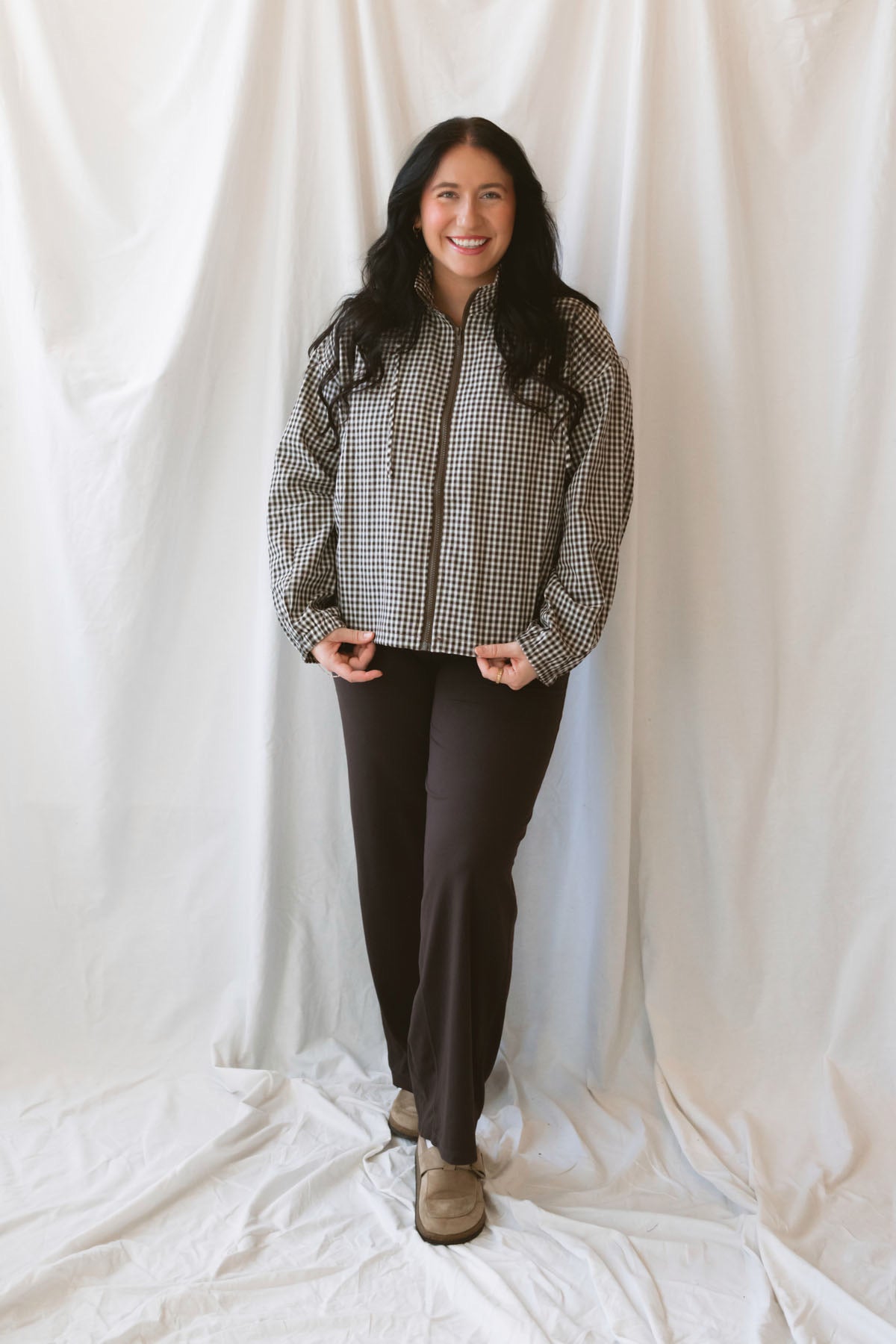 Frances Coffee Bean high waist pants with a flowing silhouette in a warm brown shade.