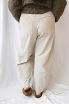 Tessa Cotton Twill Barrel Pant in Taupe featuring a relaxed barrel-leg silhouette and neutral earthy color.