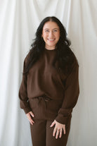 Bryer Chocolate Brown matching set featuring a butter-soft crewneck pullover and coordinating pants.