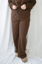 Bryer Chocolate Brown matching set featuring a butter-soft crewneck pullover and coordinating pants.