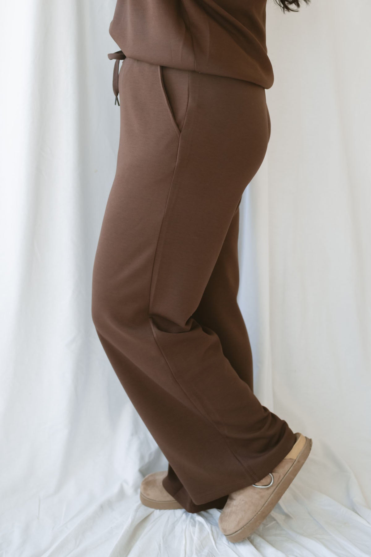 Bryer Chocolate Brown matching set featuring a butter-soft crewneck pullover and coordinating pants.