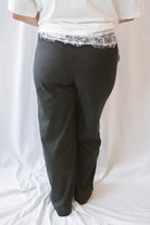 Jude Waistband with String Check Woven Long Pants in black featuring a classic check pattern and relaxed styling.