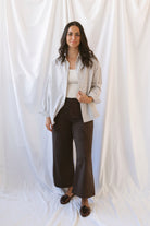 Eloise oversized black and ivory check shirt with a relaxed button-front silhouette.